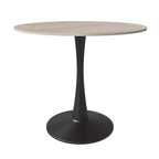 Mesa de comedor redonda de 31" con tapa de piedra sinterizada, base de pedestal de acero negro, mesa auxiliar de café para cocina y espacios pequeños