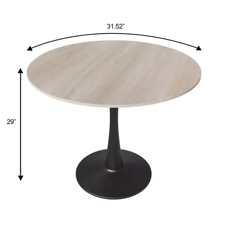 Mesa de comedor redonda de 31" con tapa de piedra sinterizada, base de pedestal de acero negro, mesa auxiliar de café para cocina y espacios pequeños