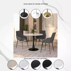 Mesa de comedor redonda de 31" con tapa de piedra sinterizada, base de pedestal de acero negro, mesa auxiliar de café para cocina y espacios pequeños