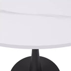 Mesa de comedor redonda de 31" con tapa de piedra sinterizada, base de pedestal de acero negro, mesa auxiliar de café para cocina y espacios pequeños