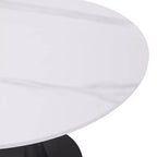 Mesa de comedor redonda de 31" con tapa de piedra sinterizada, base de pedestal de acero negro, mesa auxiliar de café para cocina y espacios pequeños