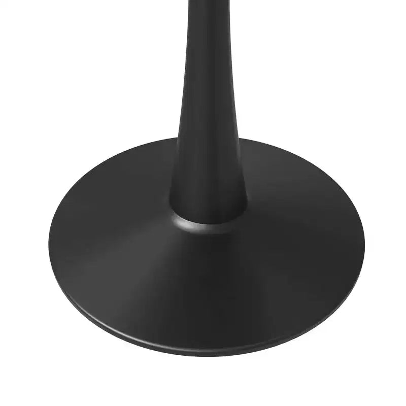 Mesa de comedor redonda de 31" con tapa de piedra sinterizada, base de pedestal de acero negro, mesa auxiliar de café para cocina y espacios pequeños