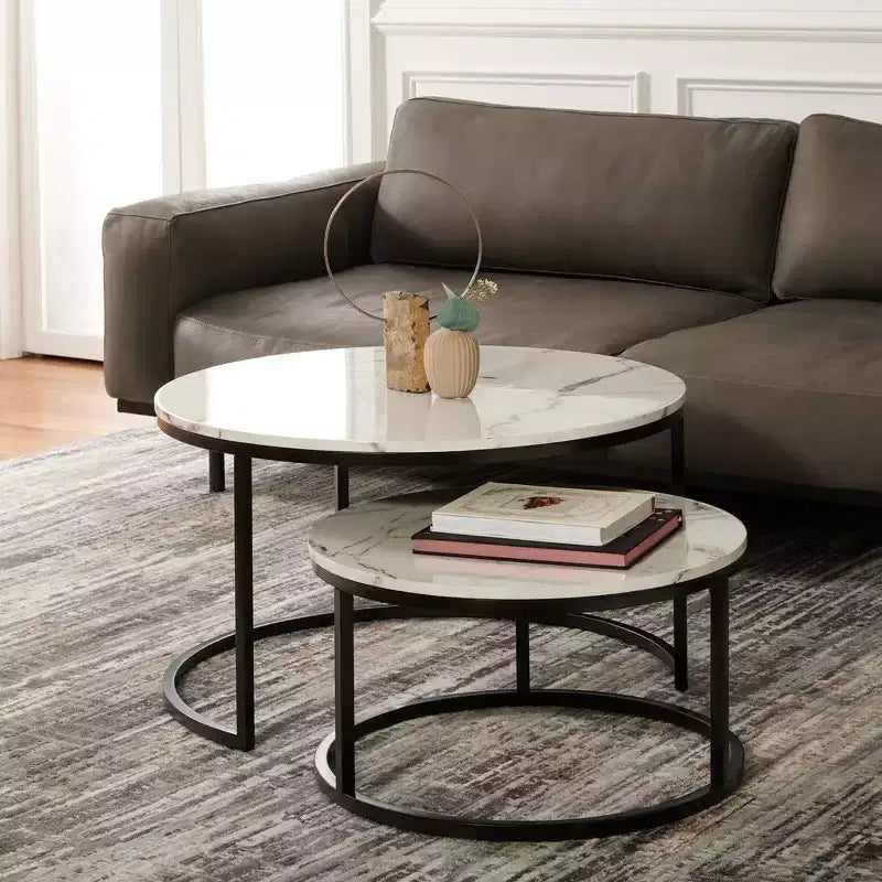 Mesa de centro redonda anidable de 2 piezas