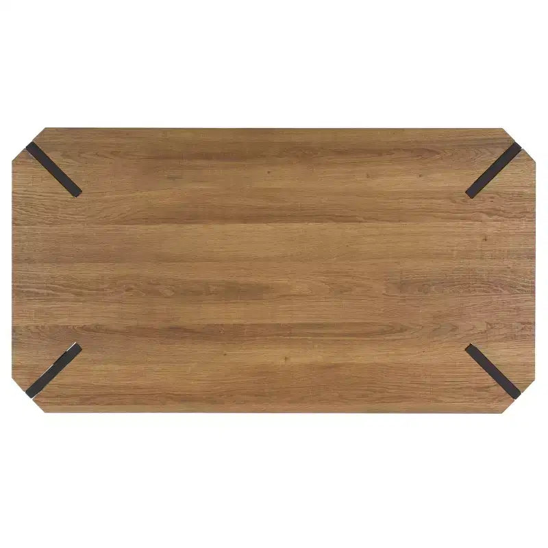Mesa de centro rústica con superficie de madera estilo Mid-Century y patas de horquilla