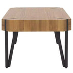 Mesa de centro rústica con superficie de madera estilo Mid-Century y patas de horquilla