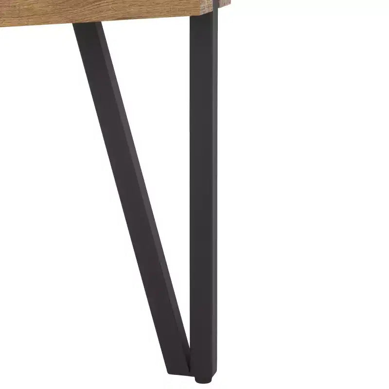 Mesa de centro rústica con superficie de madera estilo Mid-Century y patas de horquilla