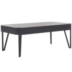 Mesa de centro rústica con superficie de madera estilo Mid-Century y patas de horquilla