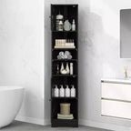 Mueble esquinero alto para baño de 67", gabinete de piso independiente con estantes ajustables, organizador de gabinete estrecho para baño, cocina, sala de estar