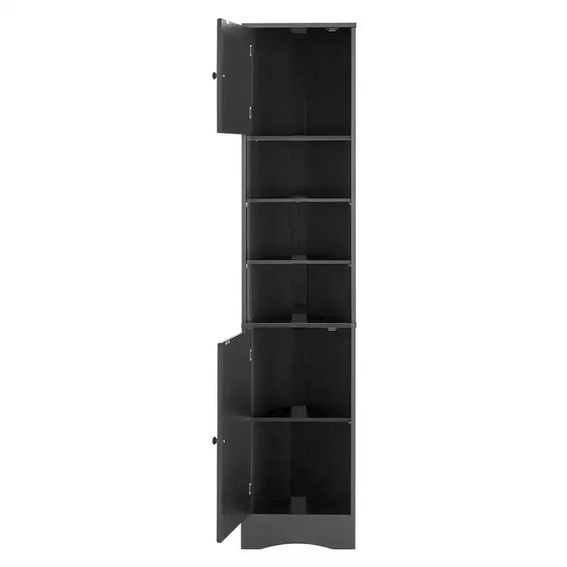 Mueble esquinero alto para baño de 67", gabinete de piso independiente con estantes ajustables, organizador de gabinete estrecho para baño, cocina, sala de estar